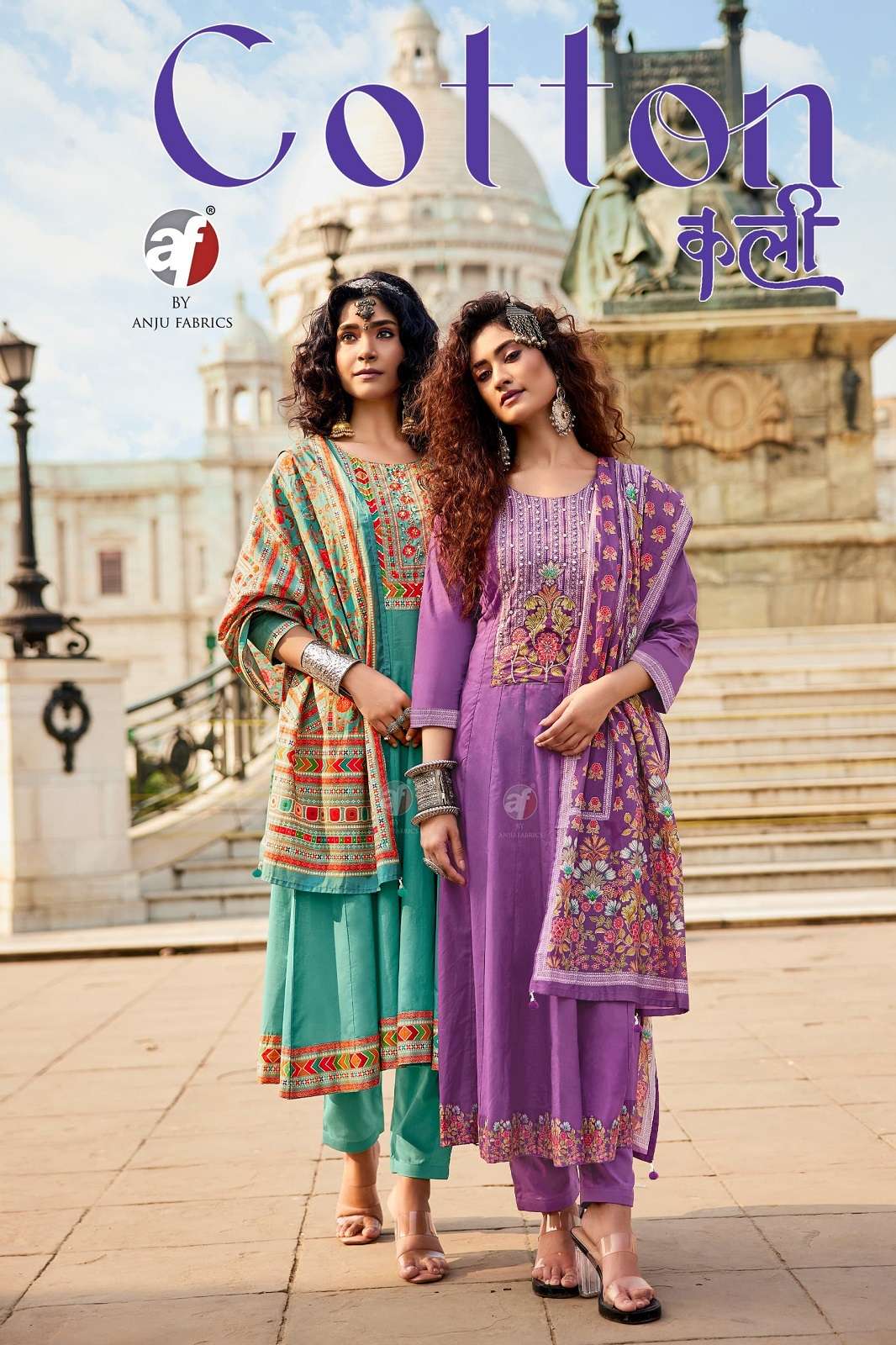 ANJU FAB COTTON KALI HANDWORKED READY TO WEAR KURTIES