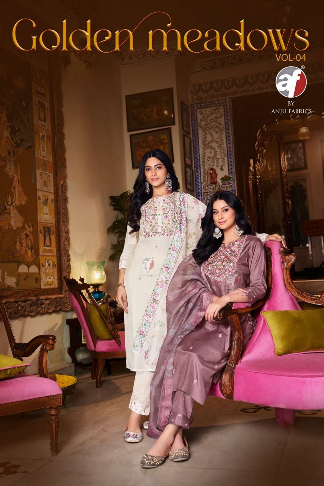 ANJU FABRICS GOLDEN READY TO WEAR ANARKALI KURTIES