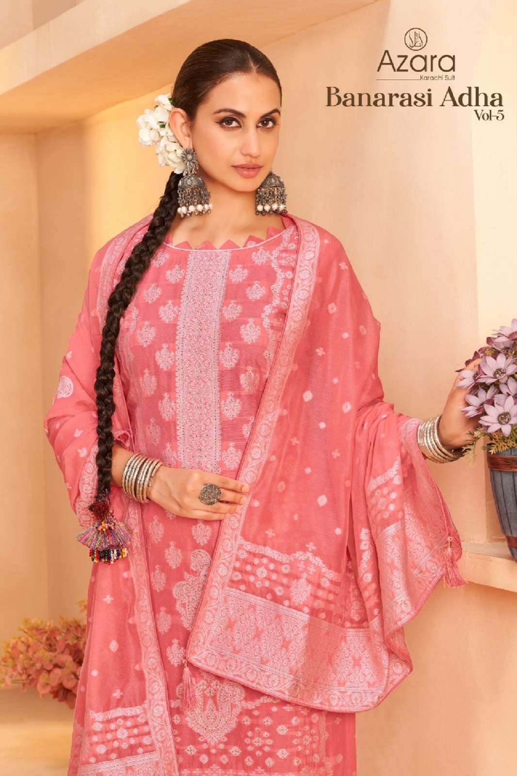 AZARA BANARASHI ADAH VOL 5 COTTON JAQUARD DRESS MATERIALS