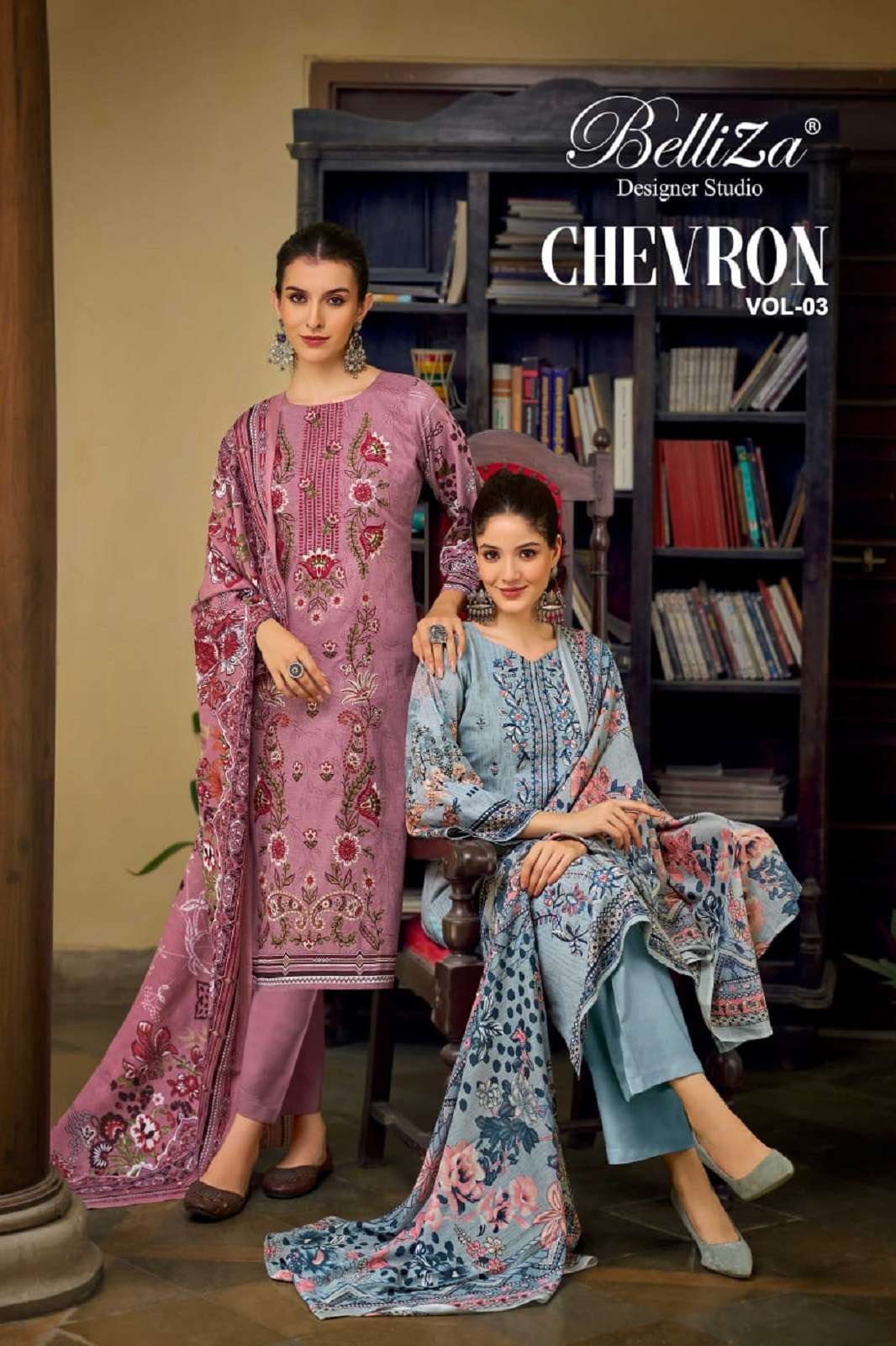 BELLIZA DESIGNER CHEVERON VOL 3 DIGITALLY PRINTED DRESS MATERIALS 