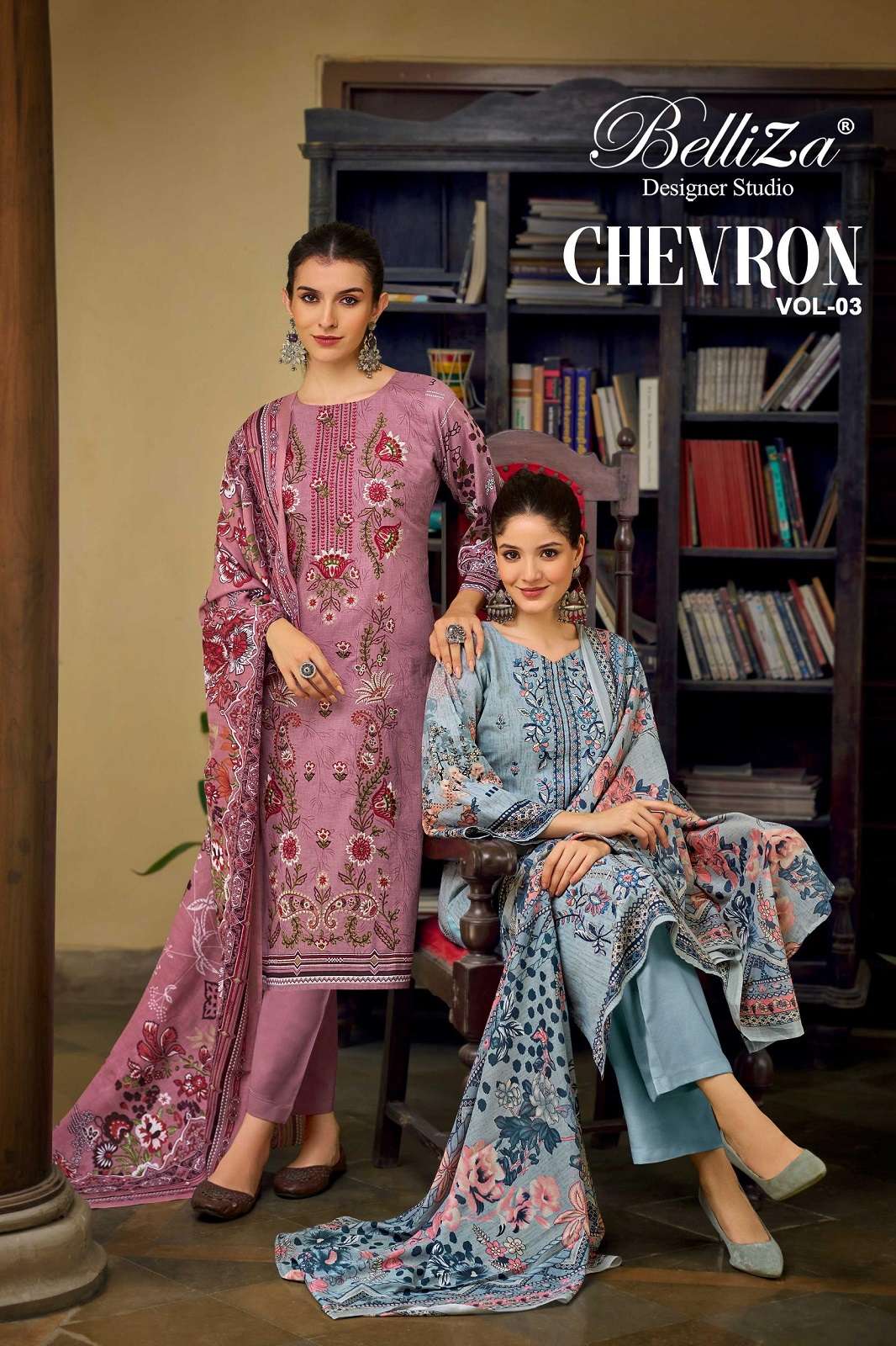 BELLIZA DESIGNER CHEVRON VOL 3 DIGITALLY PRINTED DRESS MATERIALS
