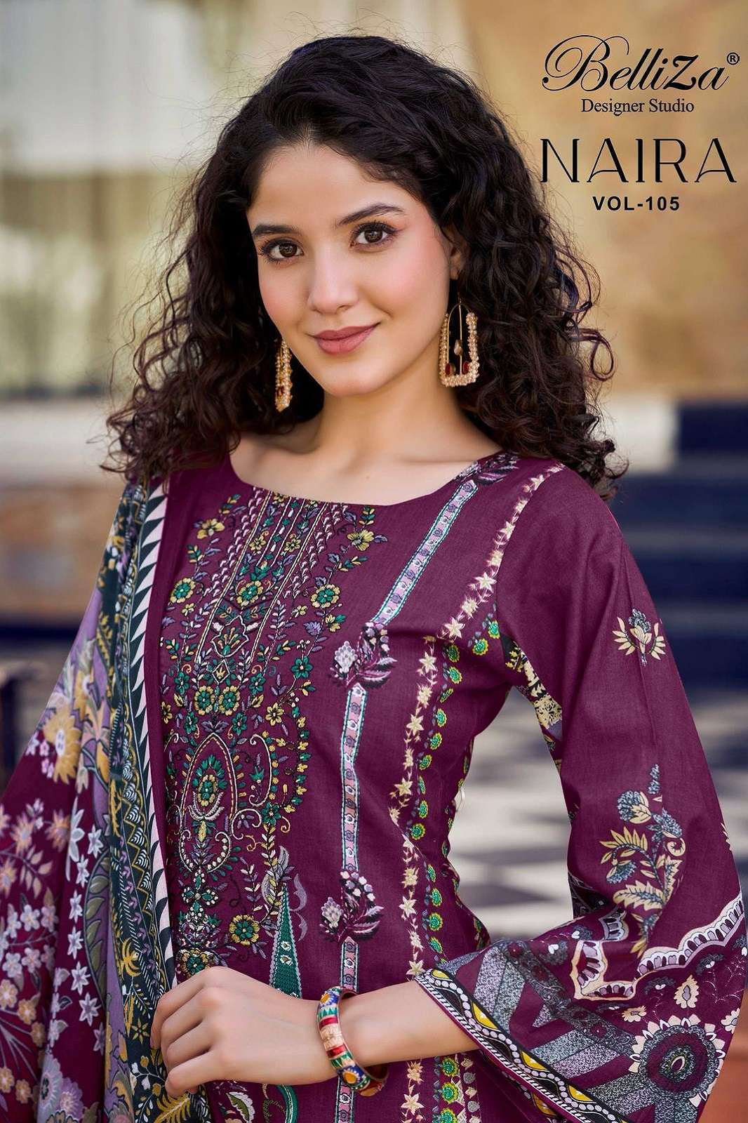 BELLIZA DESIGNER COTTON EMBROIDERED DRESS MATERIALS