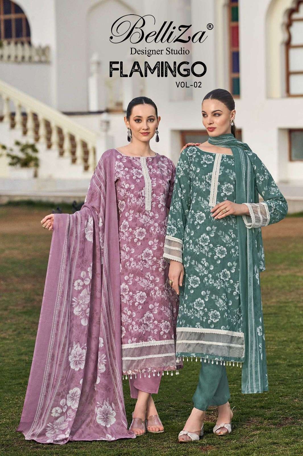 BELLIZA DESIGNER FLAMINGO VOL 2 PURE COTTON DRESS MATERIALS