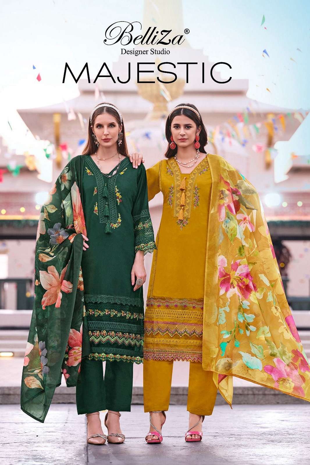BELLIZA DESIGNER MAJESTIC ROMAN SILK EMBROIDERED DRESS MATERIALS