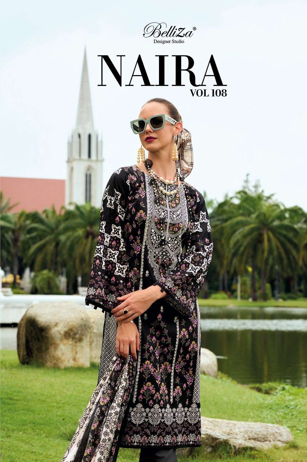 BELLIZA DESIGNER NAIRA VOL 108 COTTON EMBROIDERED DRESS MATERIALS