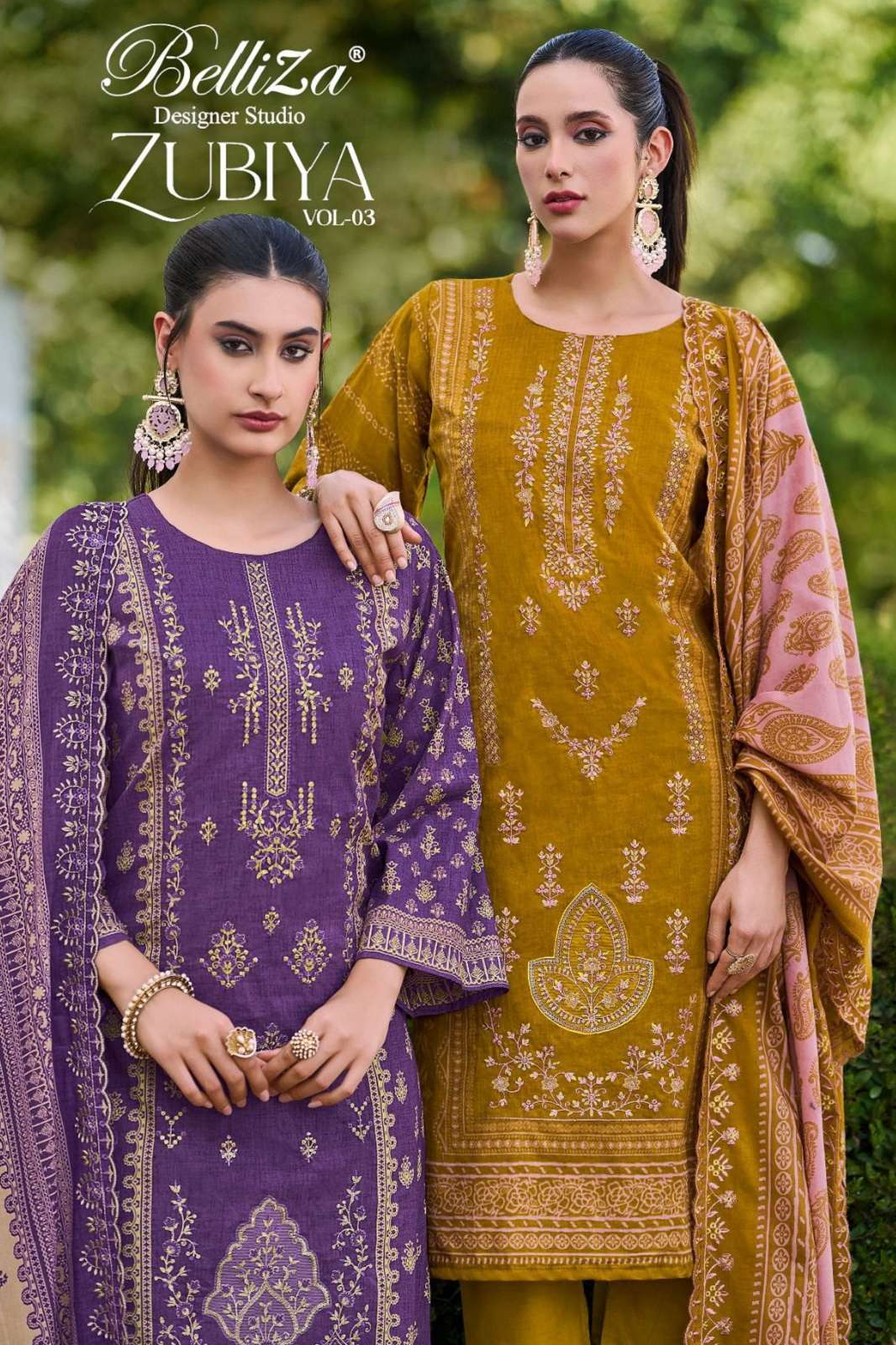BELLIZA DESIGNER ZUBIYA VOL 3 COTTON EMBROIDERED DRESS MATERIALS
