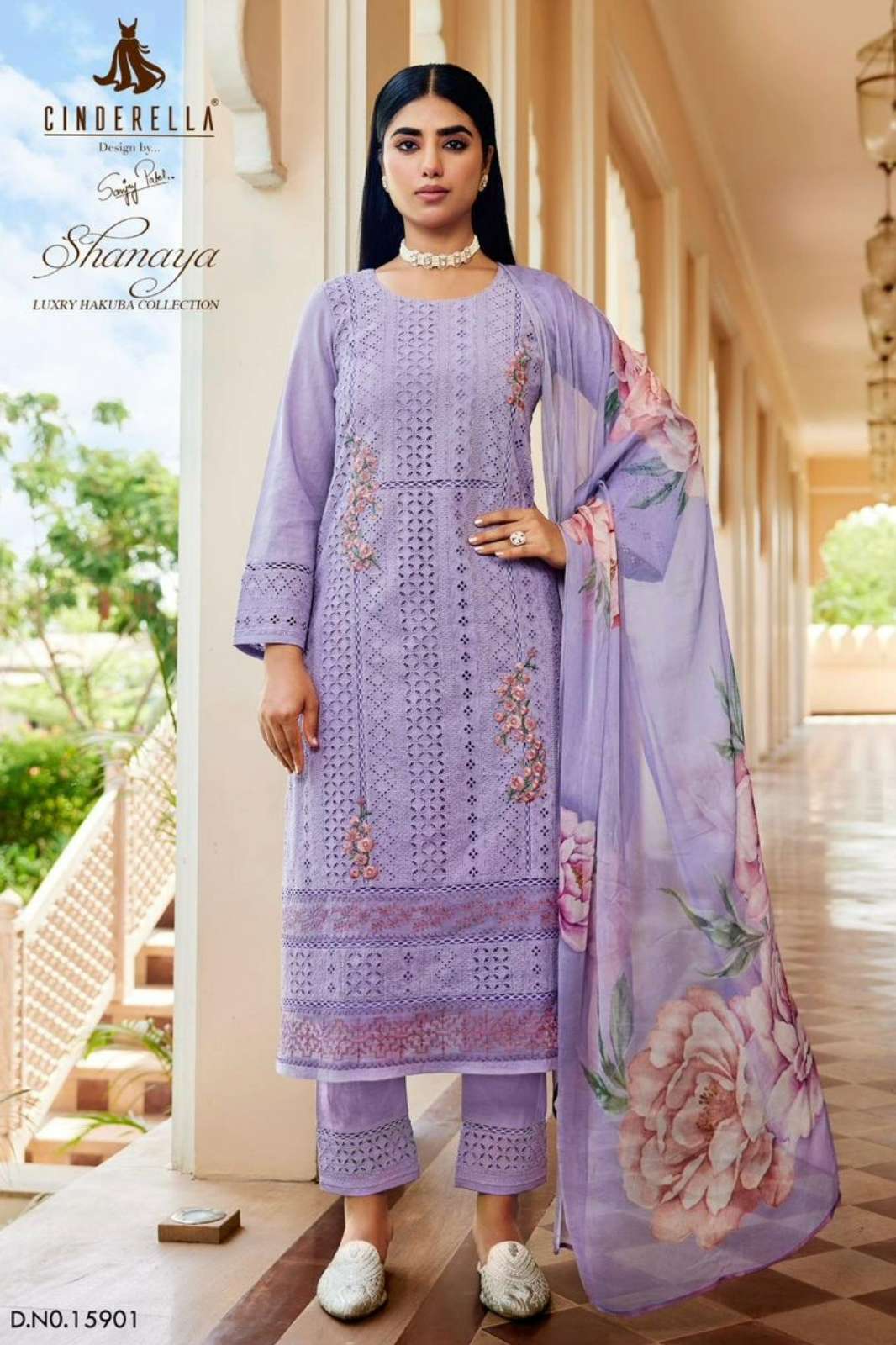 CINDERELLA SHANAYA PURE CAMRIC COTTON EMBROIDERY WORK SUIT 