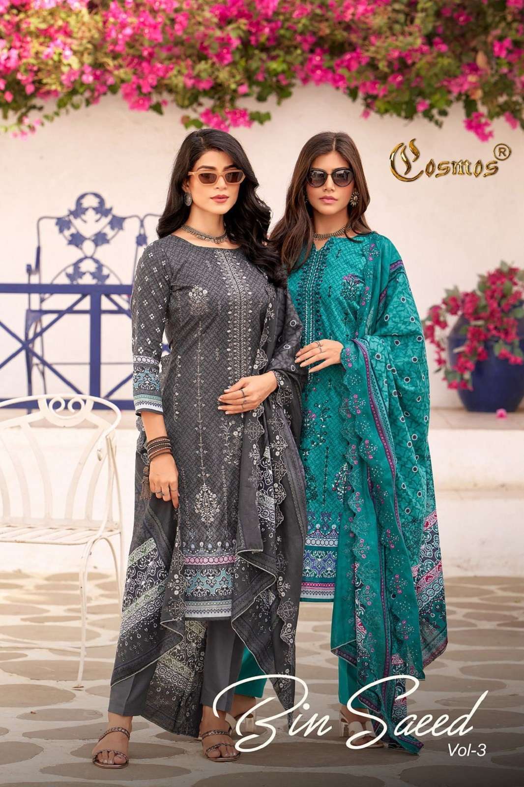 COSMOS BIN SAEED VOL 3 COTTON EMBROIDERED DRESS MATERIALS