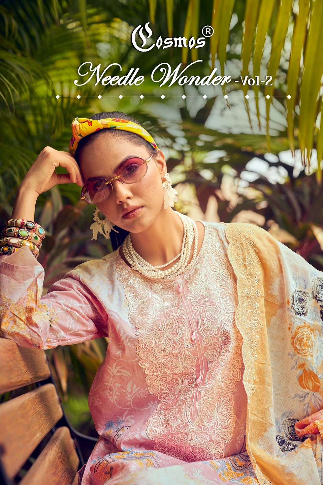 COSMOS NEEDLE WONDER VOL 2 LAWN COTTON PRINTED DRESS MATERIAL
