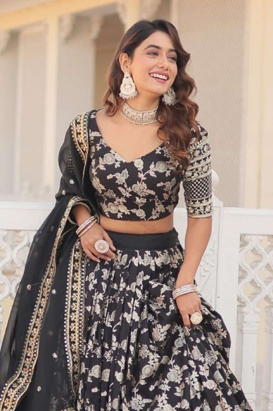 CRAZYCLOHTES LW 7080 VISCOSE JAQUARD WITH EMBROIDERED LEHENGAS
