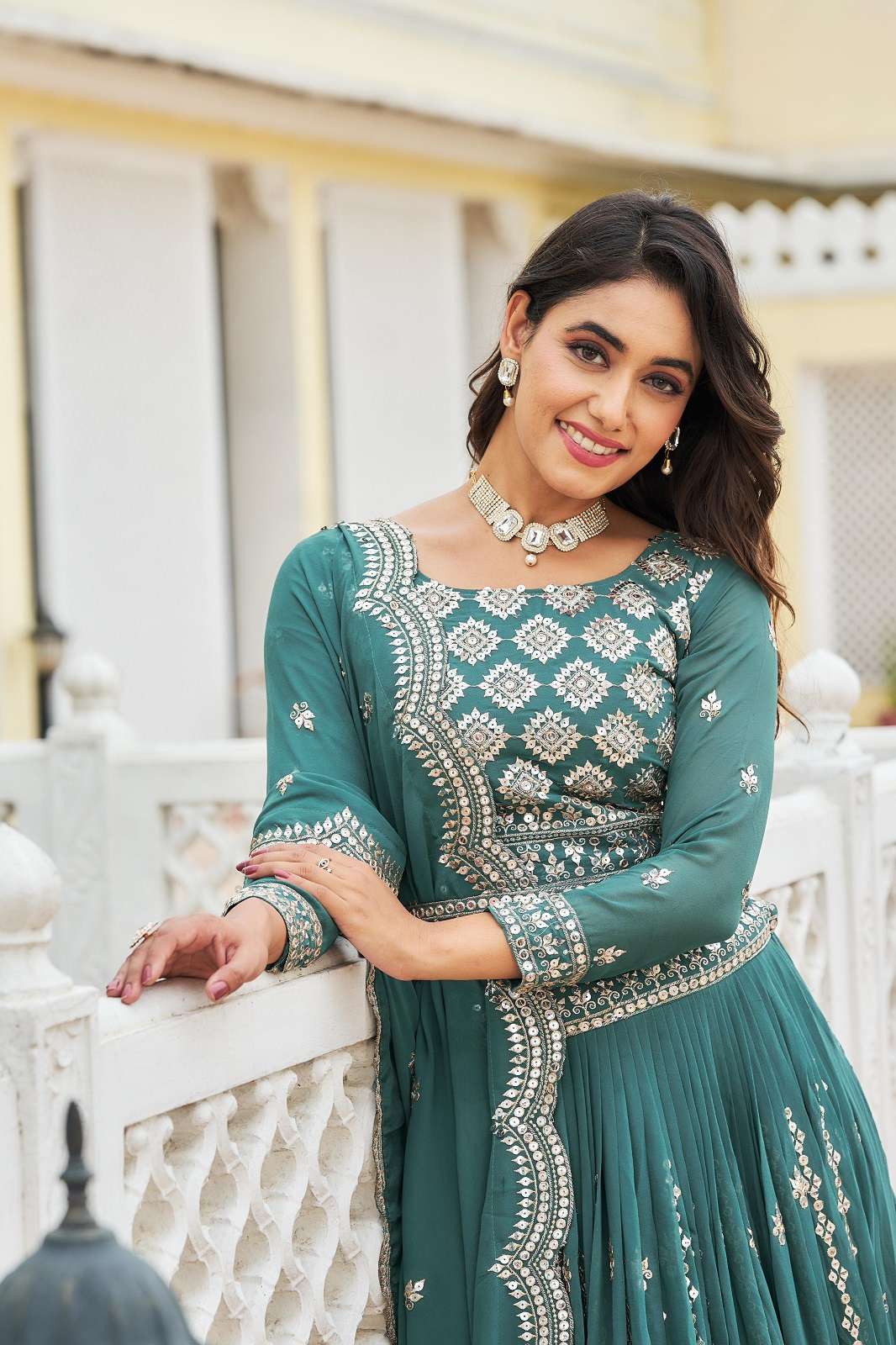 CRAZYCLOTHES 026 FAUX GEORGETTE READY TO WEAR SEQUENCE WORKED LEHENGAS