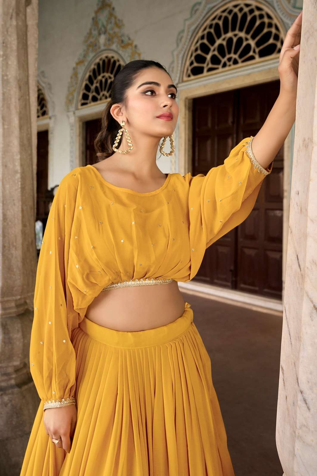 CRAZYCLOTHES 1118 GEORGETTE READY TO WEAR THREAD EMBROIDERED LEHENGAS