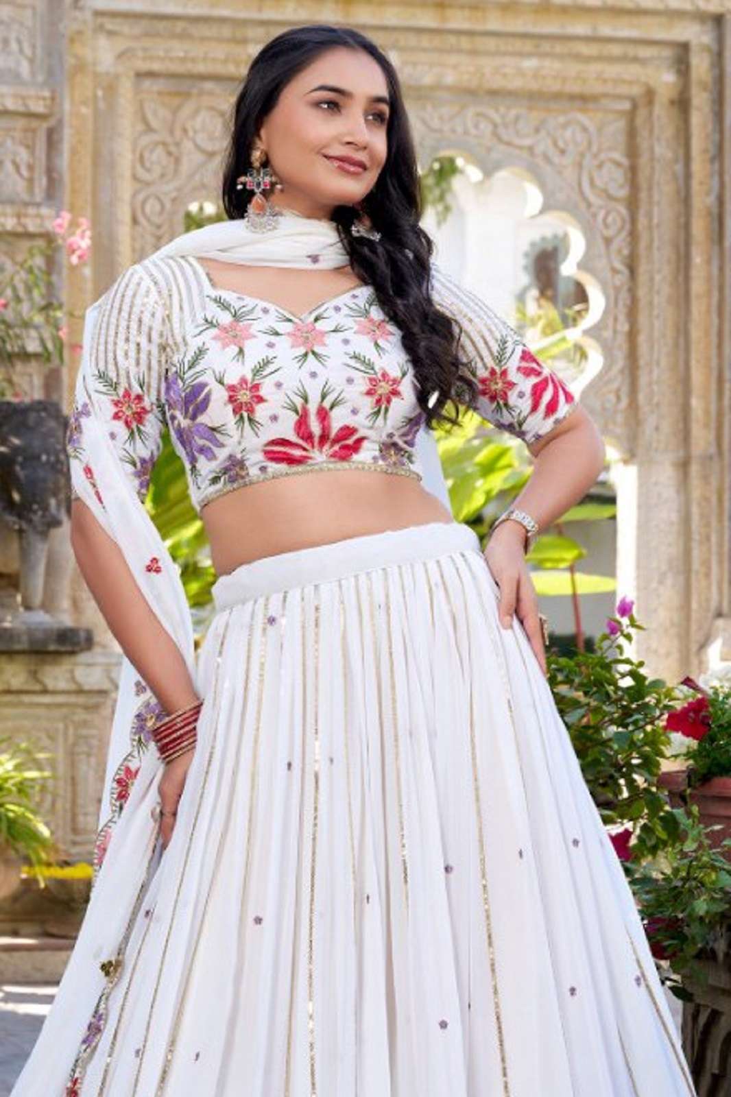 CRAZYCLOTHES 1413 GEORGETTE EMBROIDERED LEHENGAS