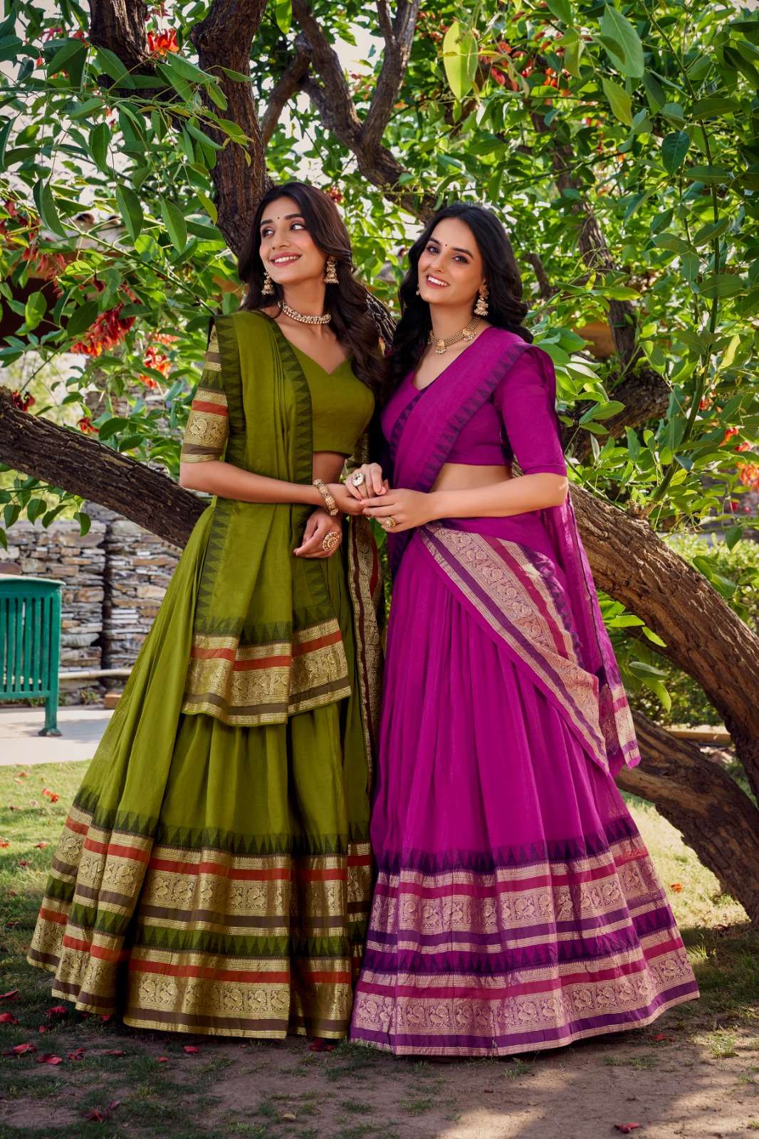 CRAZYCLOTHES 1902 PURE CHANDERI WEAVING WORKED LEHENGAS