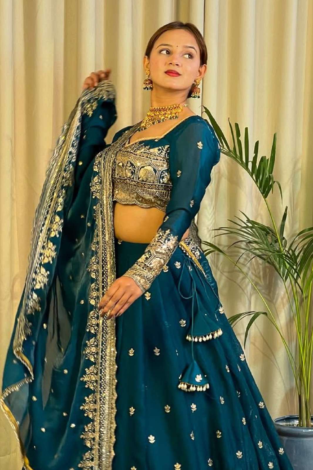 CRAZYCLOTHES 355 JIMMY CHOO THREAD SEQUENCED NAVY BLUES LEHENGAS