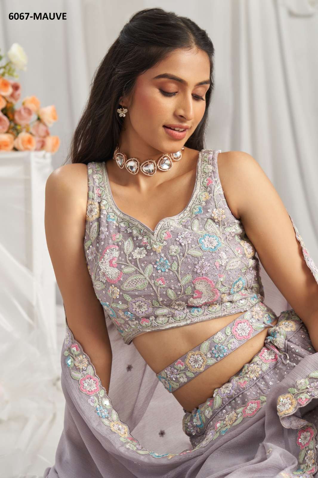 CRAZYCLOTHES 6067 POLY CHIFFON BRIDAL LEHENGAS