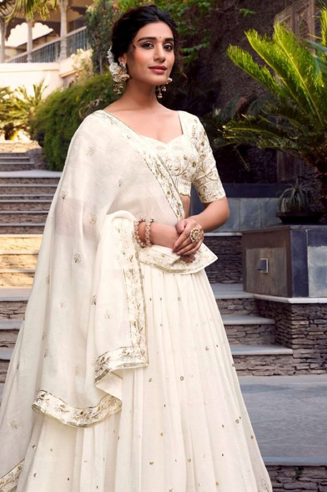 CRAZYCLOTHES ARISA SILVER GLORY EMBROIDERED LEHENGAS