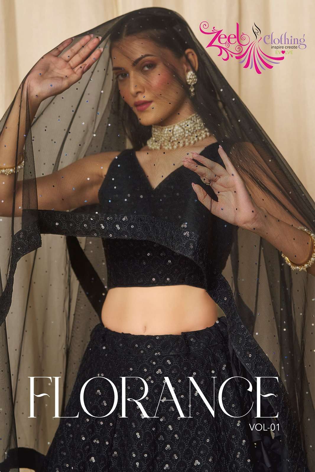 CRAZYCLOTHES FLORANCE VOL 1 GEORGETTE HAND WORKED LEHENGAS