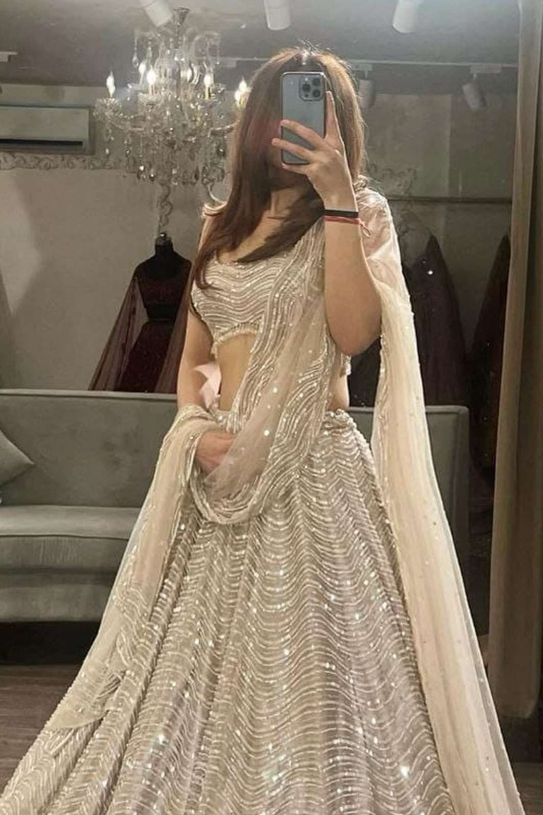CRAZYCLOTHES L 3010 ORGANZA SILK SEQUINCE WORKED DESIGNER LEHENGAS