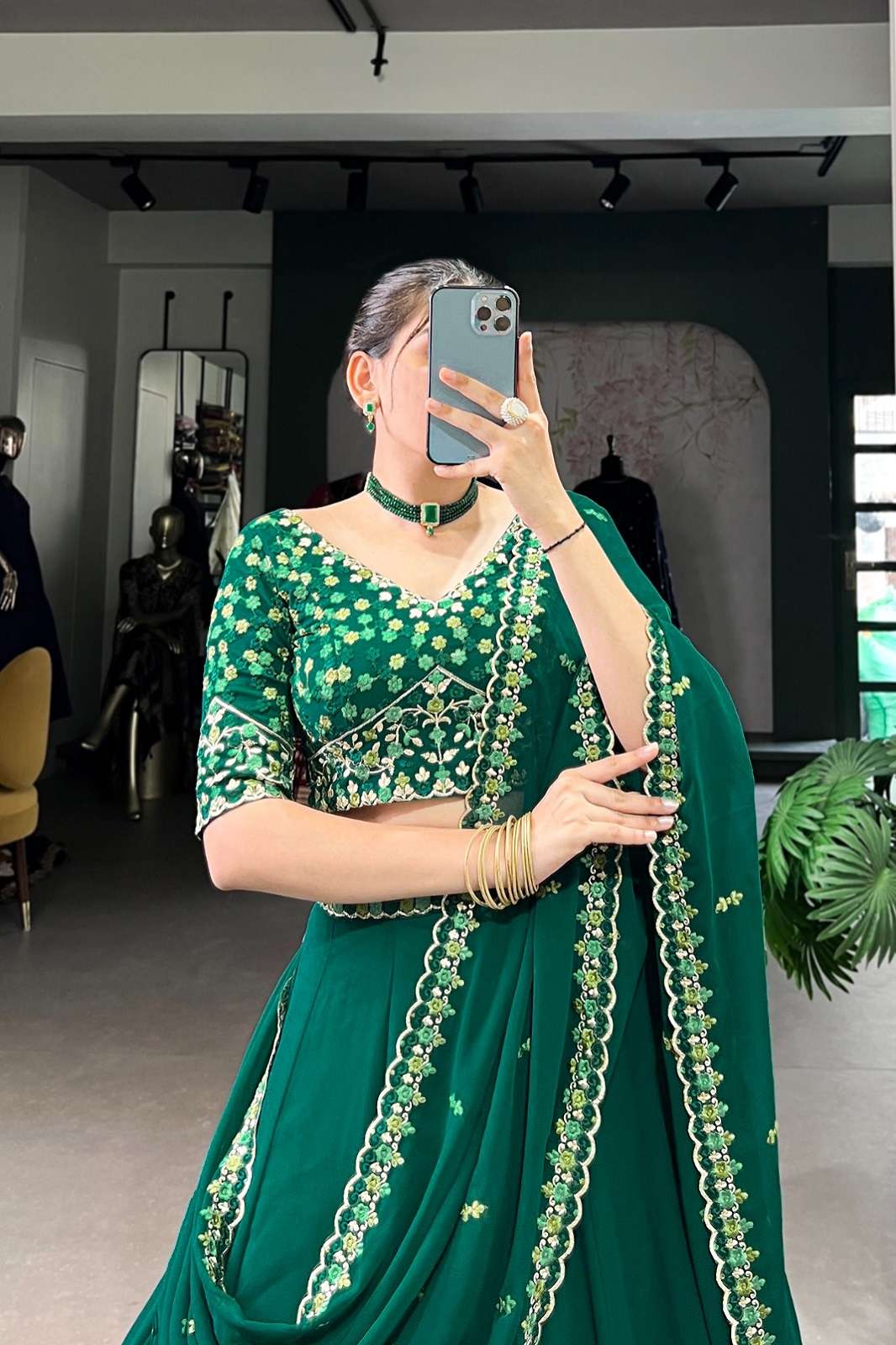 CRAZYCLOTHES LNB1447 GEORGETTE EMBROIDERED LEHENGAS