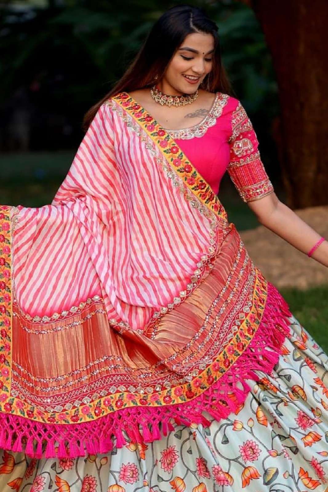 CRAZYCLOTHES SF 1251 BUTTER SILK DIGITALLY PRINTED LEHENGAS