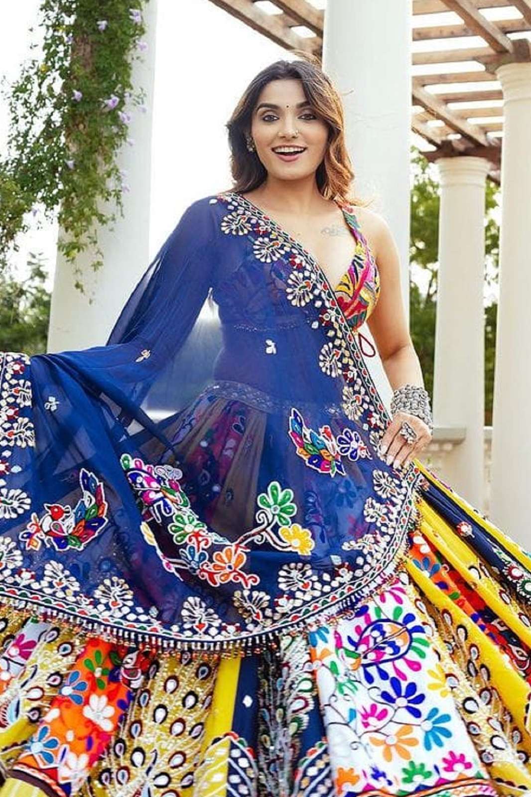 CRAZYCLOTHES SF 1409 BUTTER SILK REAL MIRROR WORKED LEHENGAS