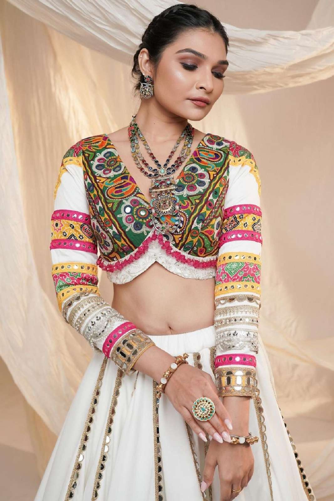 CRAZYCLOTHES SF 1416 BUTTER SILK DIGITALLY PRINTED WORKED LEHENGAS