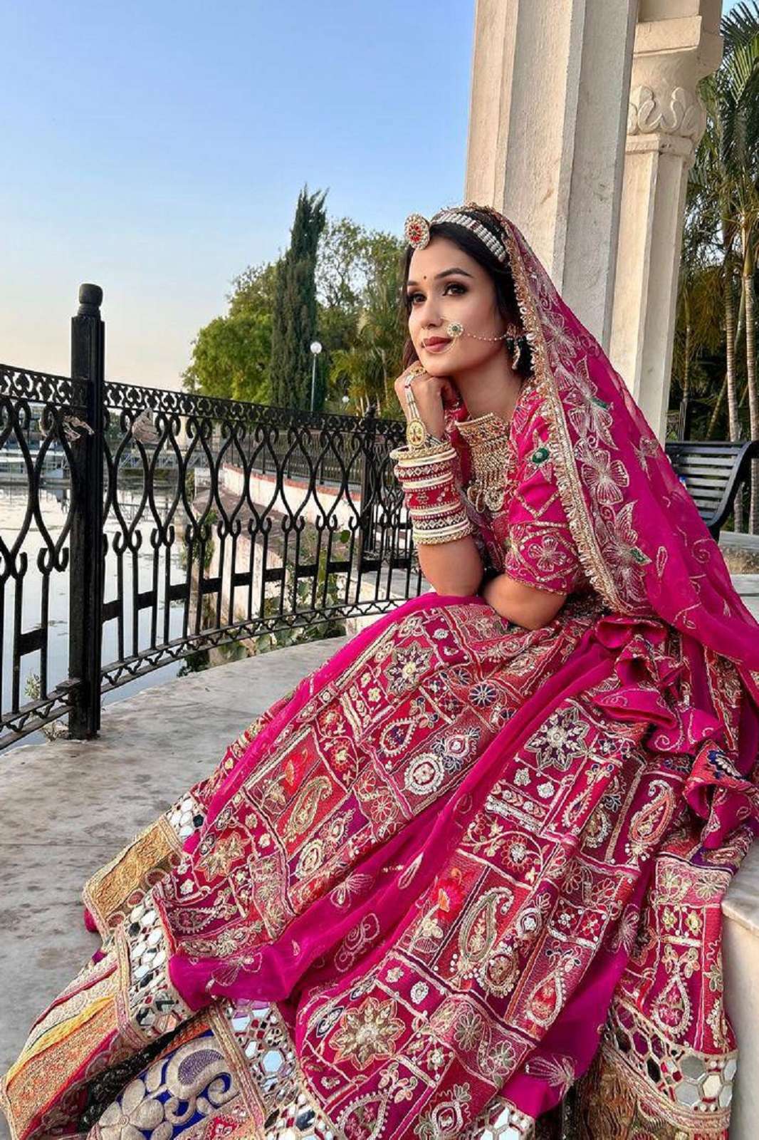 CRAZYCLOTHES SF 1509 MUSLINE DIGITALLY PRINTED MIRROR WORKED NAVRATRI LEHENGAS