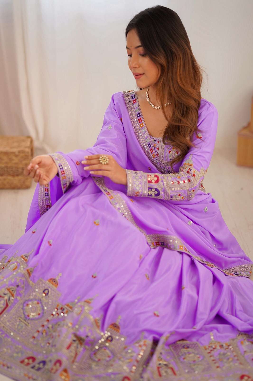 CRAZYCLOTHES SP 11 NATURAL CREPE SILK SEQUENCED LEHENGAS