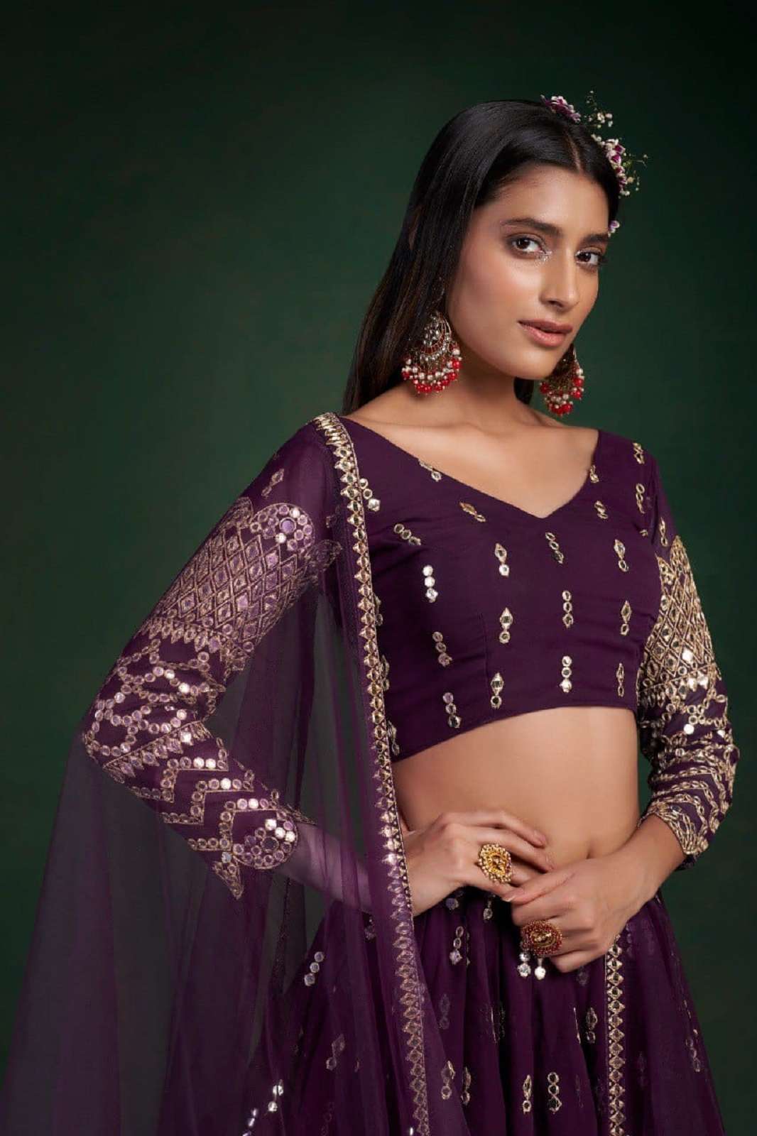 CRAZYCLOTHES TF 167 GEORGETTE SEQUINS WORKED LEHENGAS