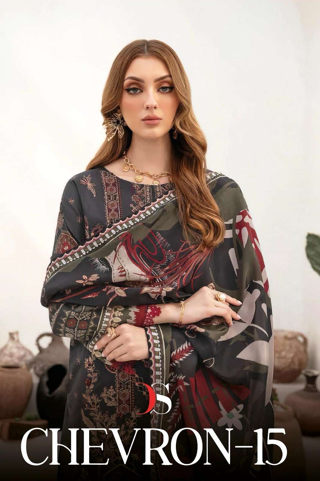 DEEPSY SUITS CHEVERON VOL 15 PURE COTTON EMBROIDERED SUITS