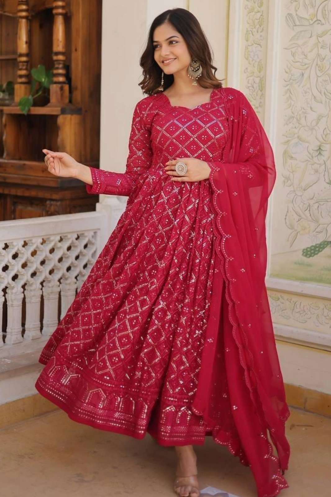 Fashionbazar365 L9165 Ready to Wear Faux Blooming Party Wear Anarkali Suit