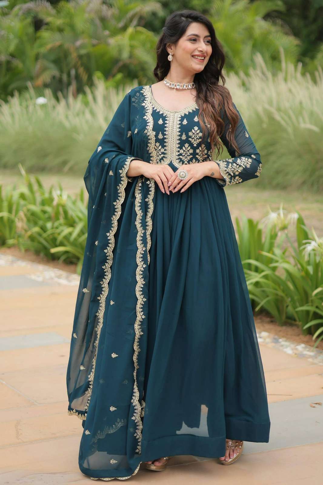 Fashionbazar365 L9189 Ready to Wear Faux Blooming party Wear Anarkali Suit