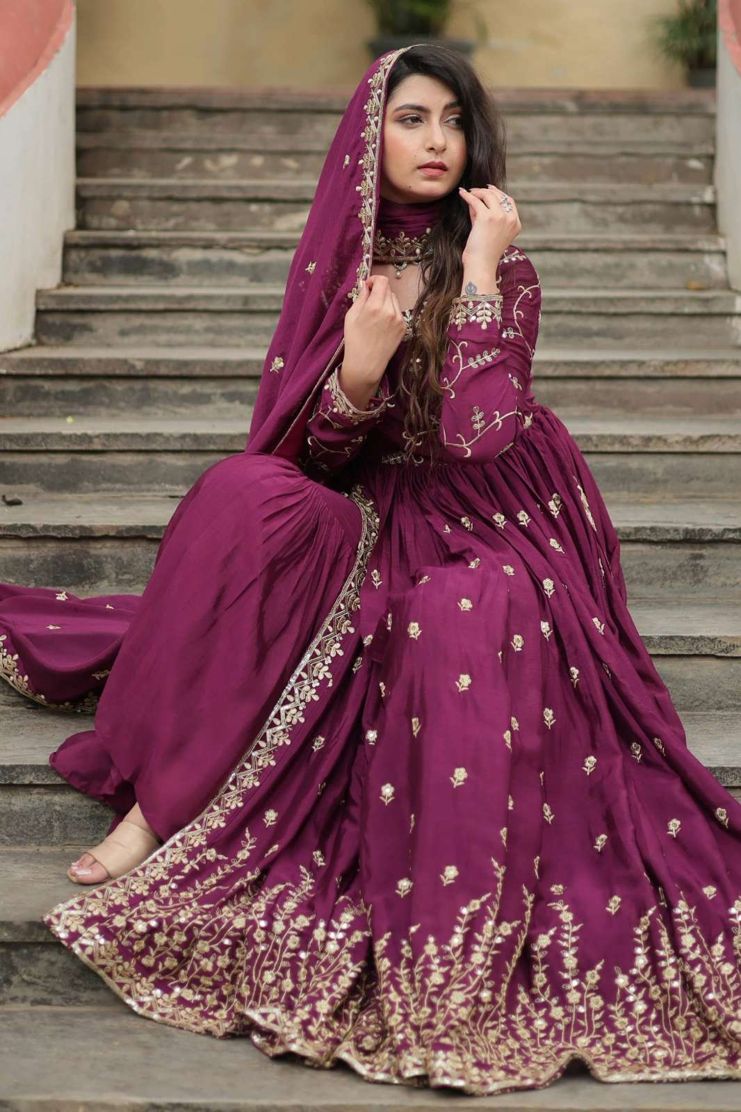 Fashionbazar365 L9193 Ready to Wear Chinon Party Wear Sequins Embroidered Work Suit