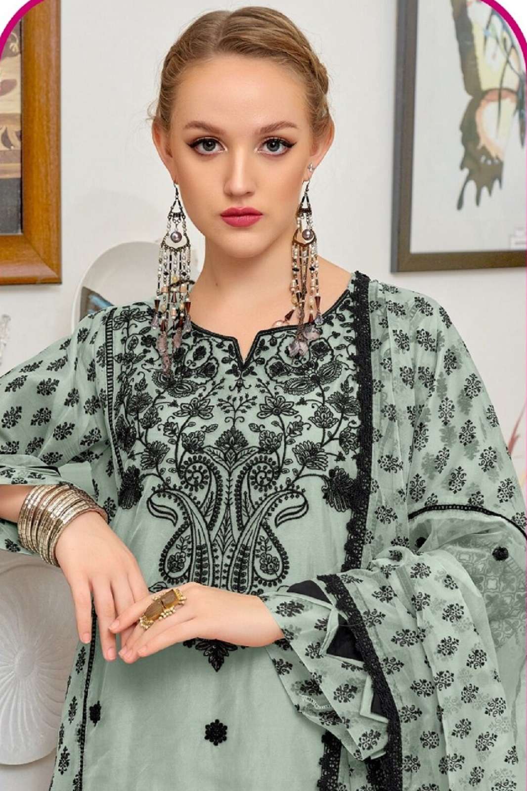 FEPIC ROSEMEEN 1966 ORGANZA HAND WORKED SALWAR SUITS