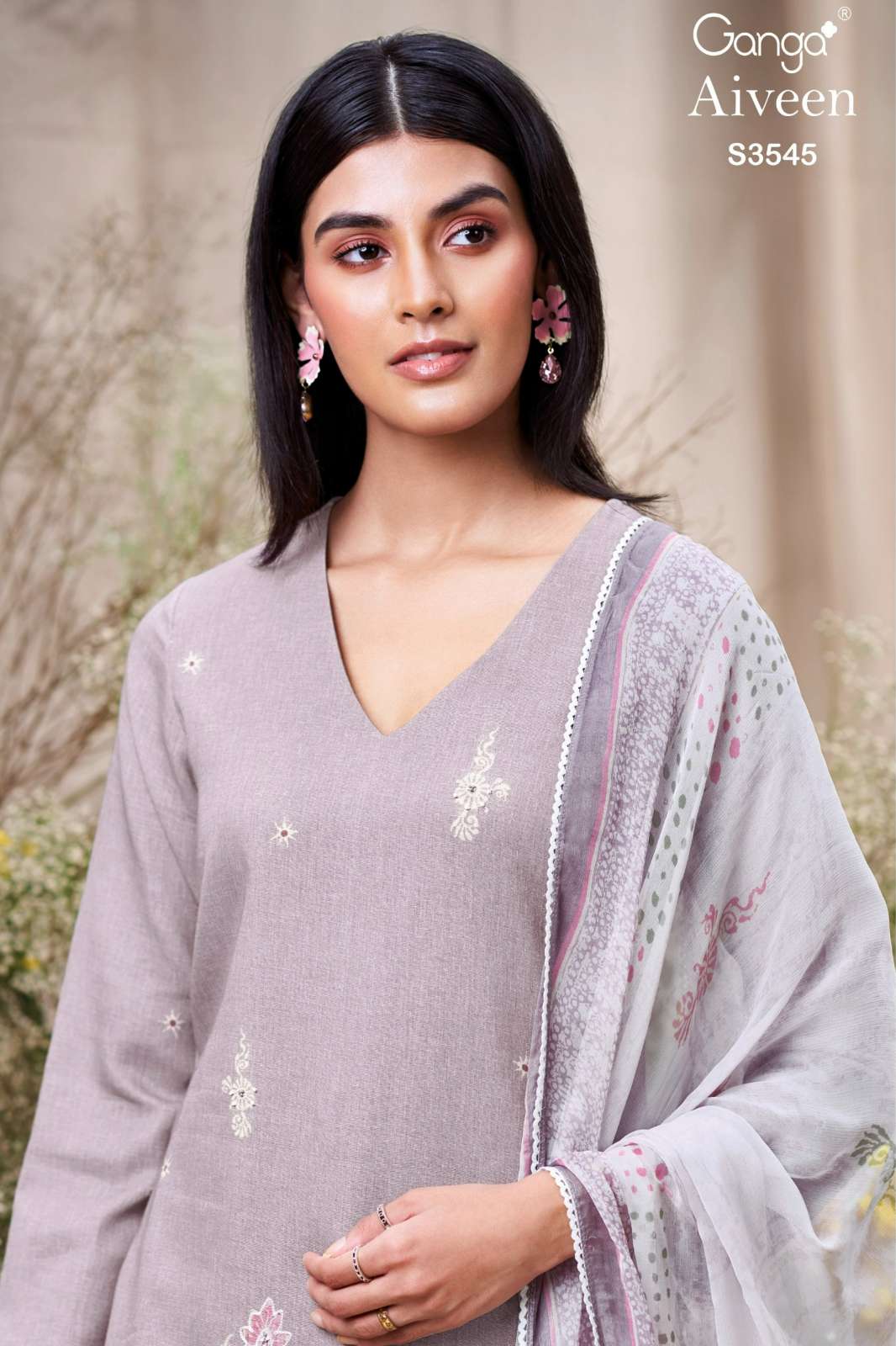 GANGA AIVEEN S3545 PREMIUM COTTON SUIT WITH HAND EMBROIDERY