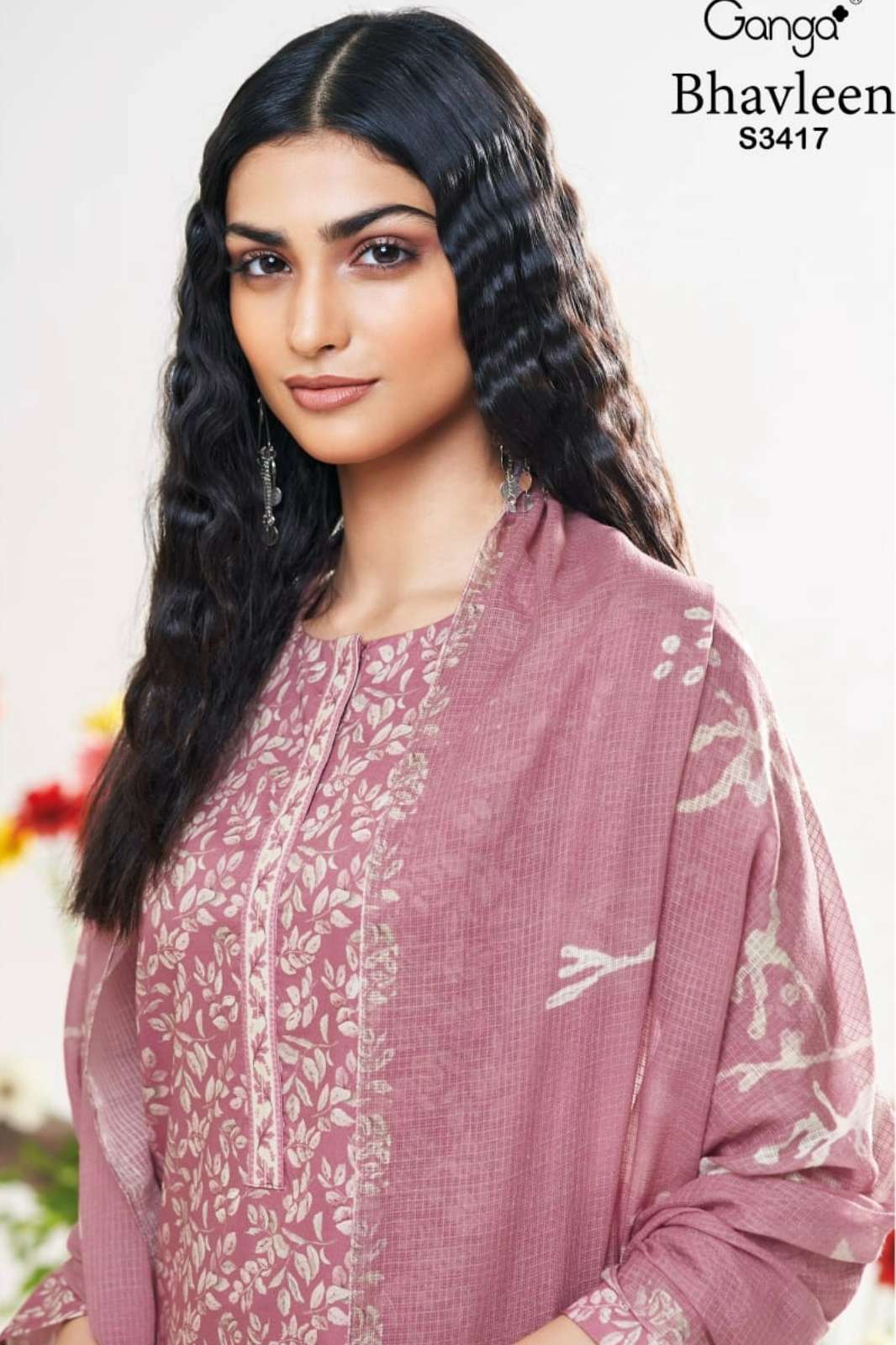 GANGA BHAVLEEN S3417 PREMIUM COTTON PRINTED SUIT WITH PATCH EMBROIDERY