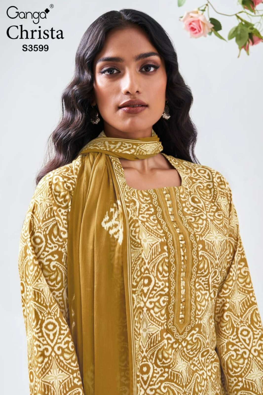GANGA CHRISTA S3599 PREMIUM COTTON PRINTED SUIT WITH EMBROIDERY 
