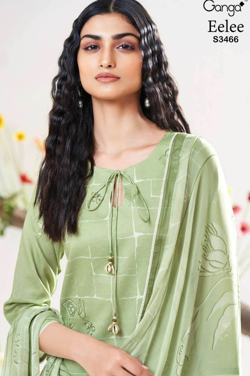 GANGA EELEE S3466 PREMIUM COTTON JACQUARD SUIT WITH HAND EMBROIDERY