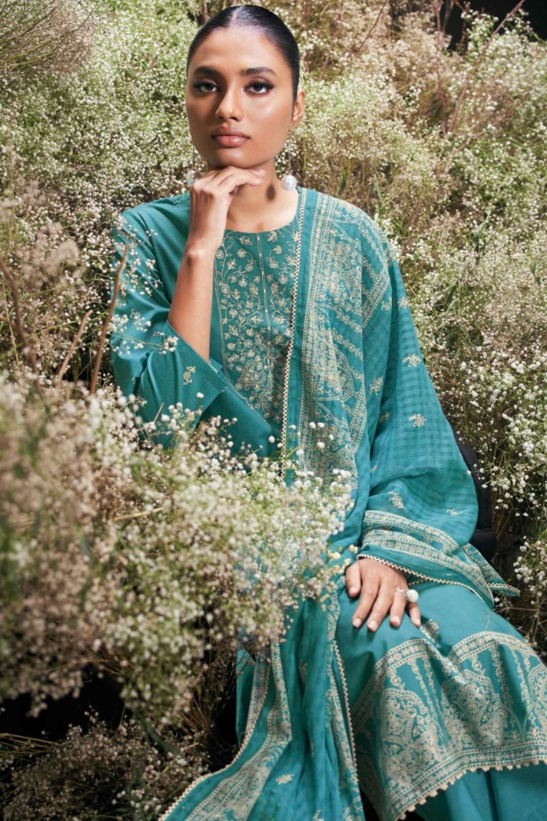 GANGA ENZI C227 PREMIUM COTTON PRINTED SUIT WITH EMBROIDERY WORK