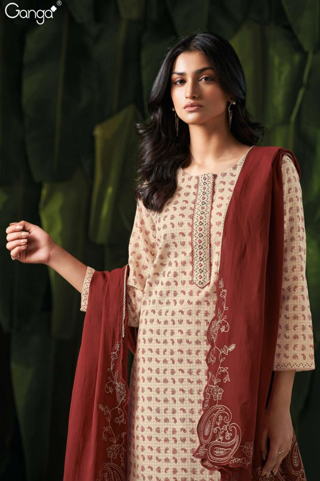 GANGA FRIEDA S3458 PREMIUM COTTON JACQUARD CHECKS PRINTED SUIT