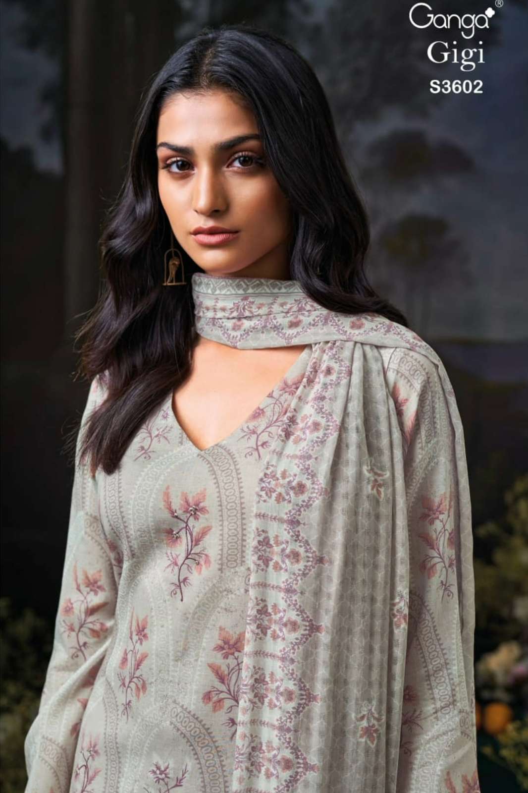 GANGA GIGI S3602 PREMIUM COTTON MAL PRINTED SUIT WITH HAND EMBROIDERY