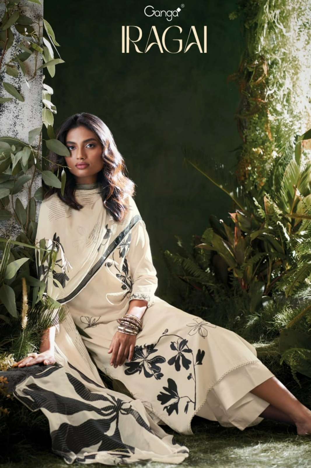 GANGA IRAGAI PREMIUM COTTON PRINTED SUIT WITH HAND EMBROIDERY