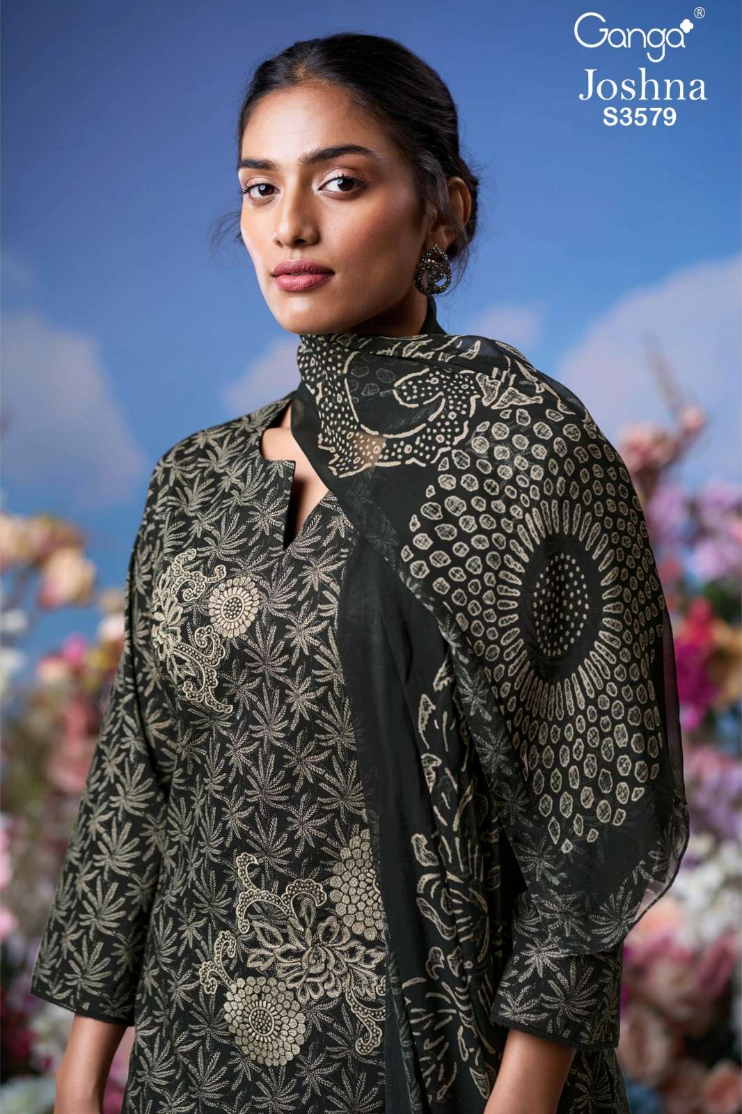 GANGA JOSHNA S3579 PREMIUM COTTON PRINTED SUIT WITH EMBROIDERY