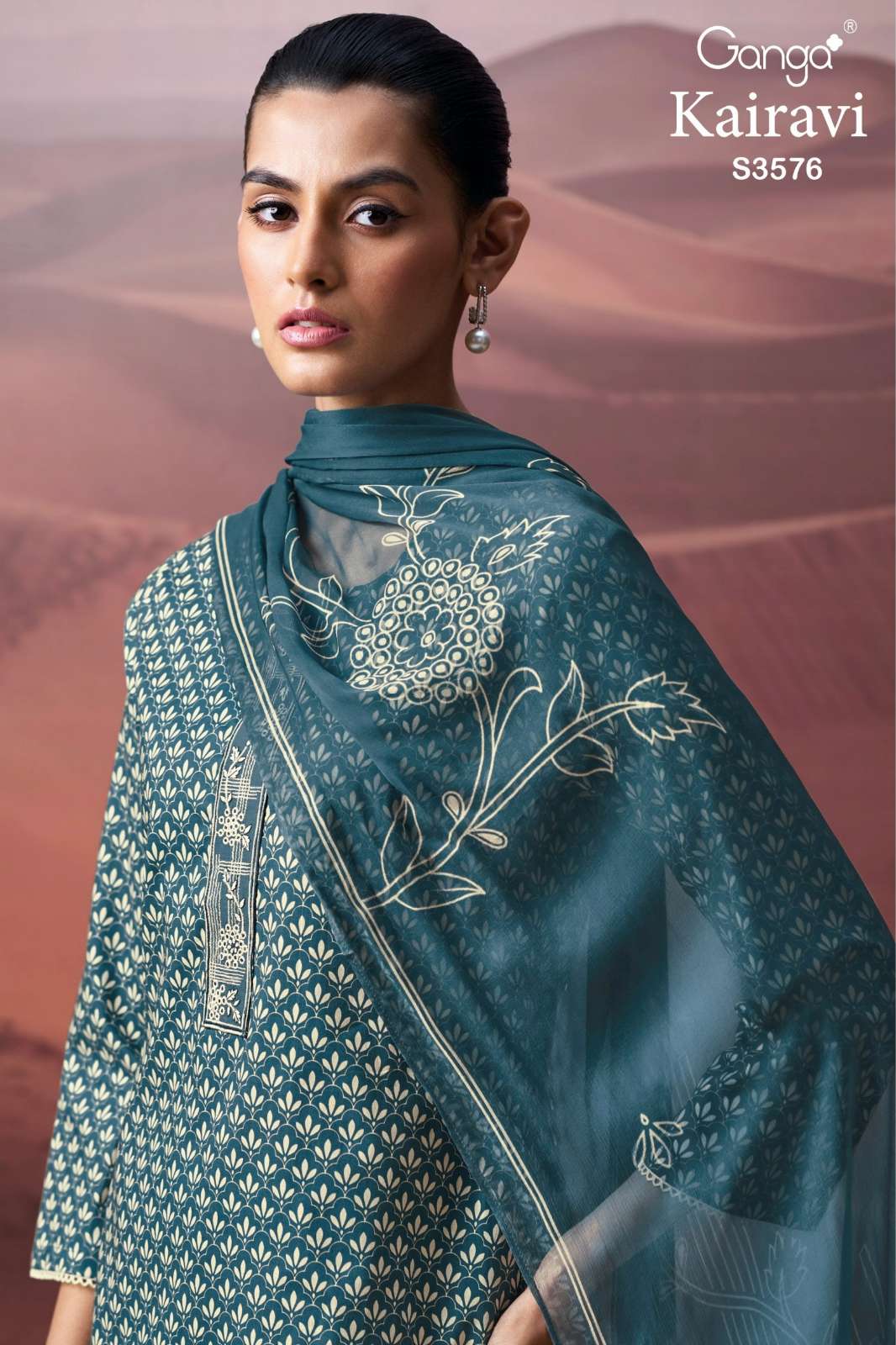 GANGA KAIRAVI S3576 PREMIUM COTTON PRINTED SUIT WITH EMBROIDERY