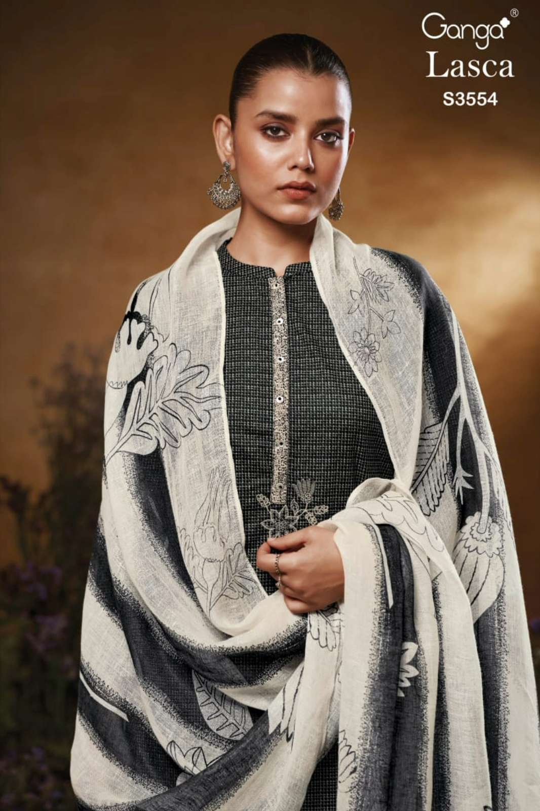 GANGA LASCA S3554 PREMIUM COTTON PRINTED SUIT WITH EMBROIDERY WORK 