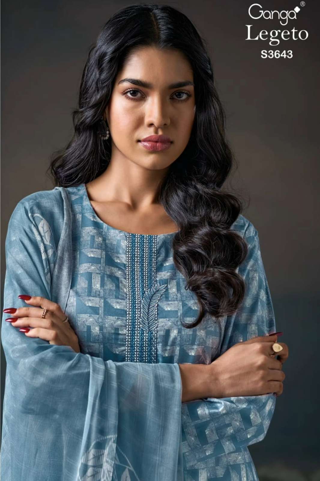 GANGA LEGETO S3643 PREMIUM COTTON PRINTED SUIT WITH EMBROIDERY