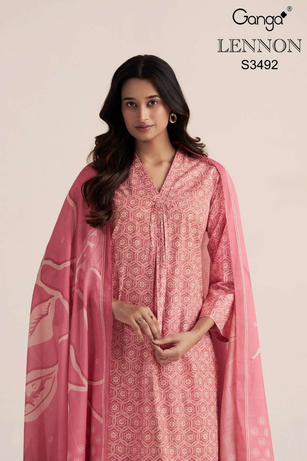 GANGA LENNON S3492 PREMIUM PURE COTTON PRINTED SUIT 