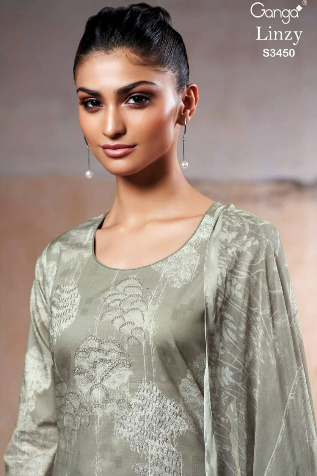 GANGA LINZY S3450 PREMIUM COTTON PRINTED SUIT WITH HAND EMBROIDERY