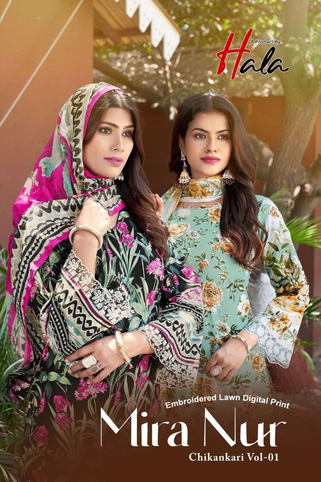 HALA MIRA NUR VOL 1 COTTON EMBROIDERED DRESS MATERIALS